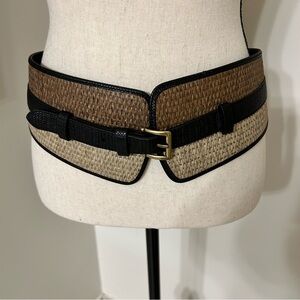 Faux Straw Woven Belt with Silver Buckle SZ ML